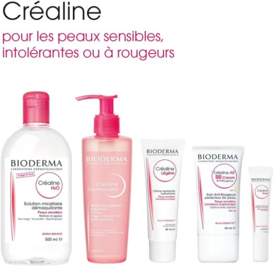 CRÉALINE H2O TS – lot de 2 x 500ml - Nettoie et purifie en douceur – Apaise - Peaux sensibles sèches à très sèches Sans parfum 500 ml (Lot de 2)