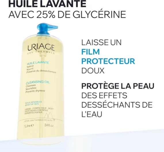 Huile de Douche 1L - Nettoyant Visage, Corps - Peaux Sèches, Sensibles - Nettoie, Nourrit, Prévient le Dessèchement - 25% Glycérine, Agents Extra-Riches - pH Physiologique - Sans Savon ANCIEN Parfum Agréable 1 L