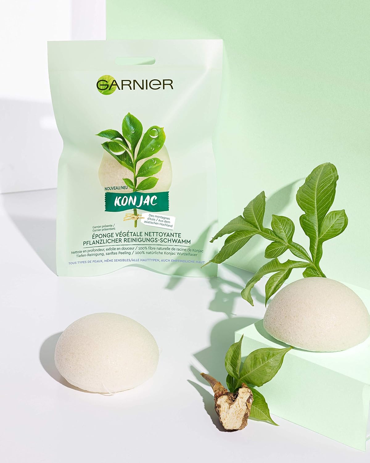 Bio Éponge Konjac Nettoyante Exfoliante 100% Végétale Tous Types Peaux