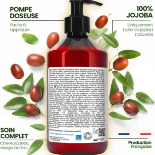 Test Huile de Jojoba Bio bleu & marine Bretania 1L : grosse bouteille multi-usage qui fait le job