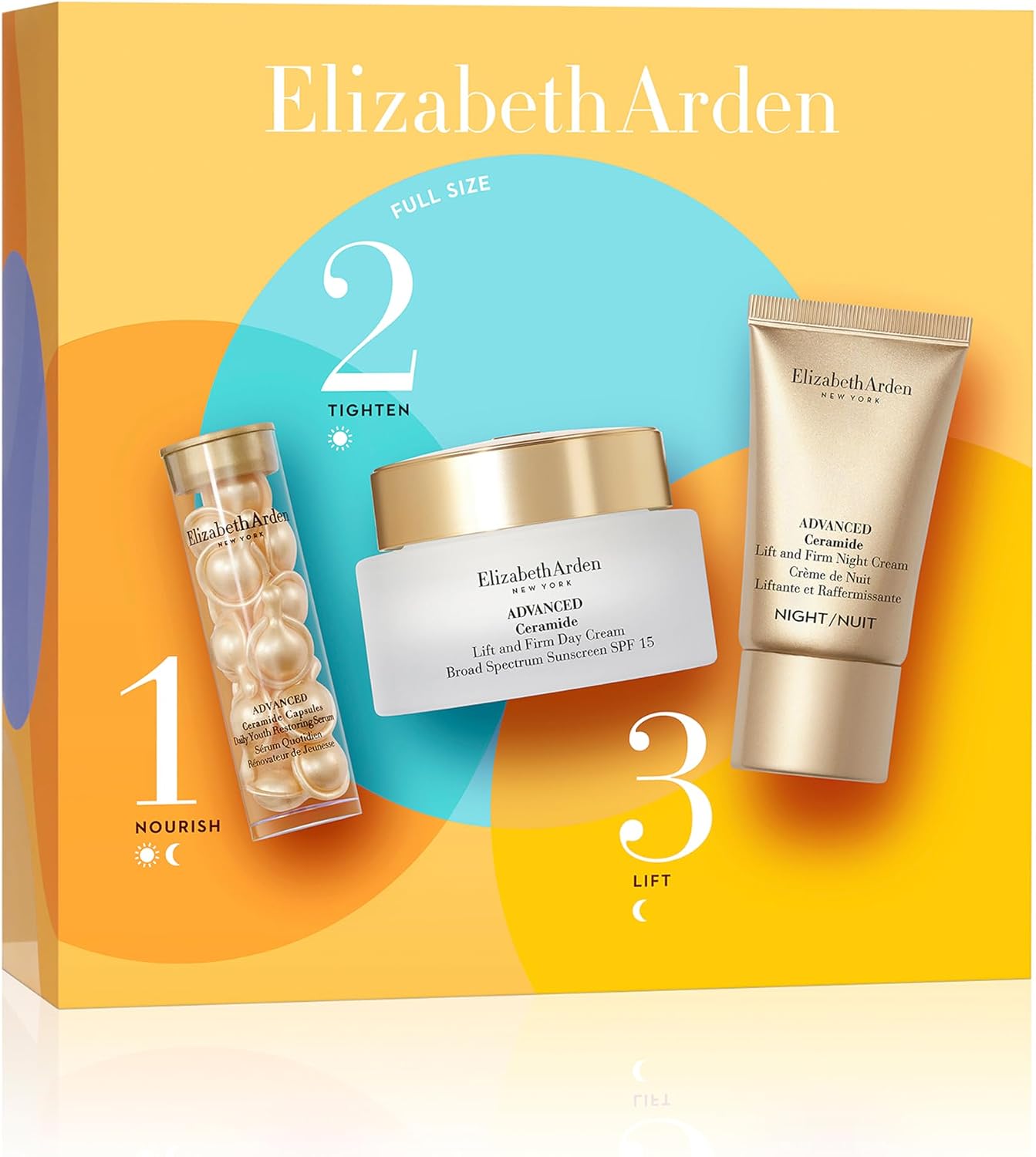 Elizabeth Arden Coffret Ceramide Crème Liftante Et Raffermissante Restauration De Jeunesse, Sérum Quotidien Anti-âge, Crème Jour et Nuit, Coffret soin visage, Cadeau femme