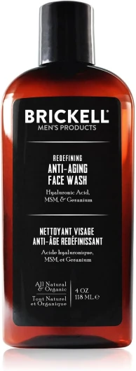 Brickell Men's Nettoyant Visage Anti-âge Redéfinissant pour Hommes, Naturel et Bio, Gel Moussant pour le Visage Raffermit et Repulpe la Peau pour Réduire les Signes du Vieillissement (Parfumé, 118 ml)
