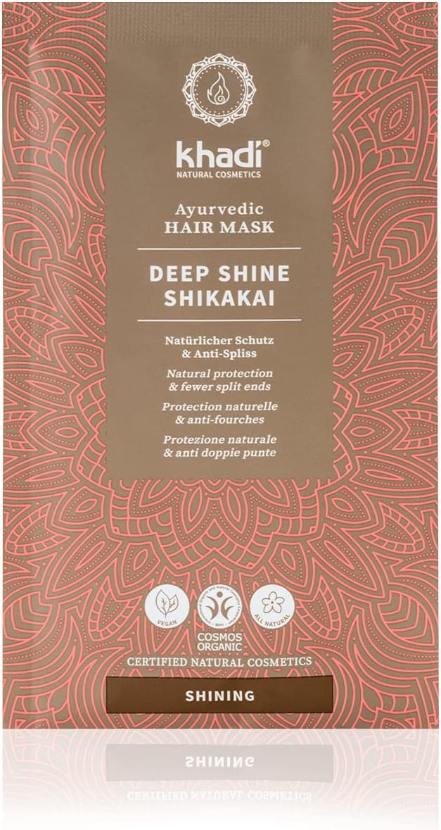 DEEP SHINE SHIKAKAI Masque capillaire Ayurvédique - Brillance éclatante, hydratation intense et protection lissante contre les pointes fourchues, 100% naturel, vegan - 50 g