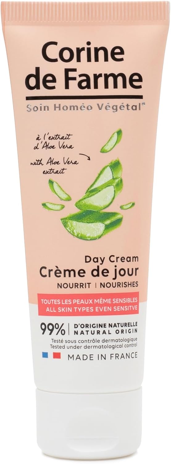 Crème de Jour à l’Extrait d’Aloé Vera - Hydrate, Nourrit, Apaise - Tout Type de Peau - 99% d’Ingrédients d’Origine Naturelle - Soin du Visage de Fabrication Française - 50 ml