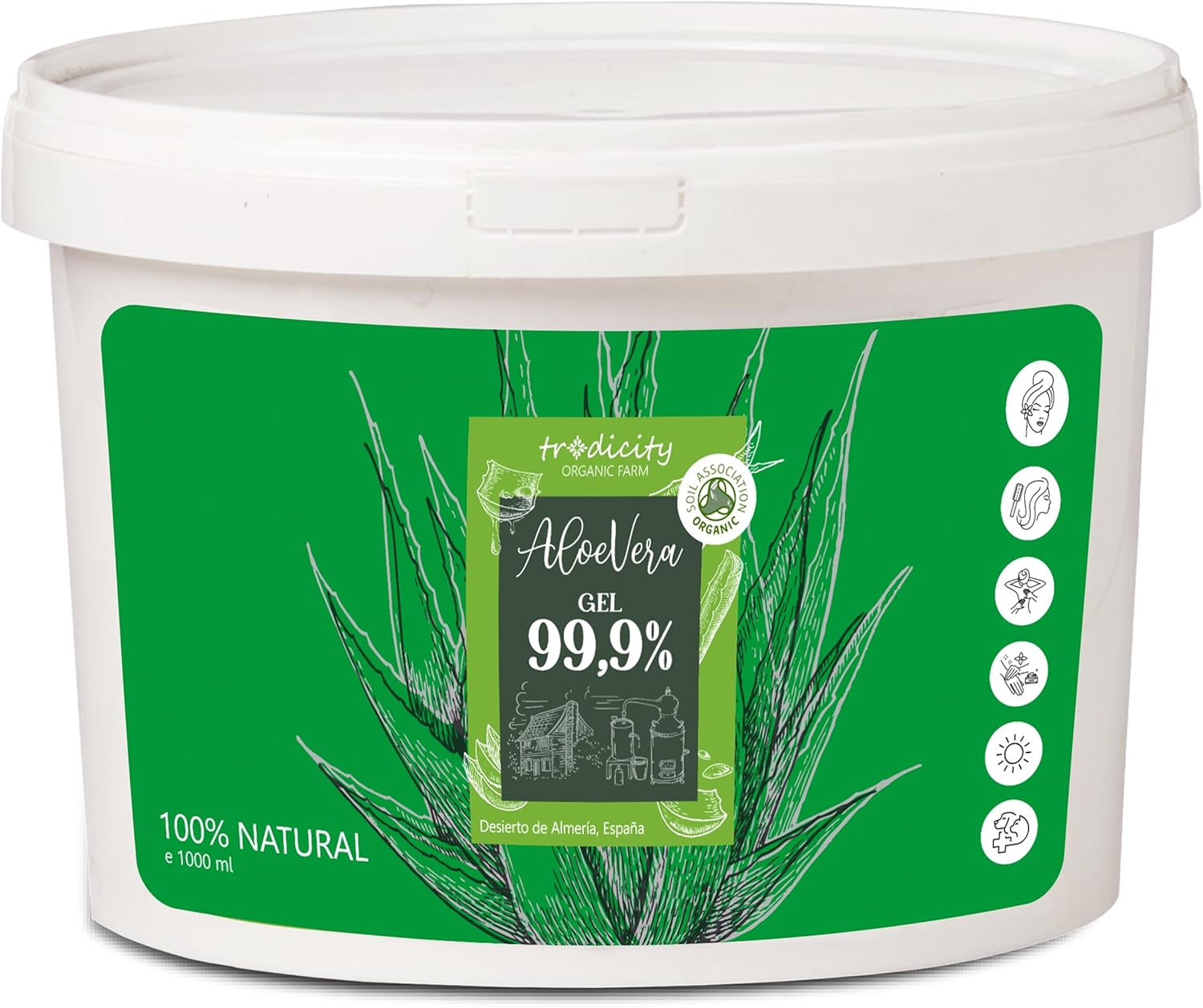 Gel d'Aloe Vera 100% Naturel Soins de la Peau Visage et Corps Cheveux - Extra Hydratant Nourrissant Adoucissant Aprés Soleil Epilation Coups de Soleil Piqûres d'Insectes Bébé 1000 ml 1 kg 1 l (Lot de 1)