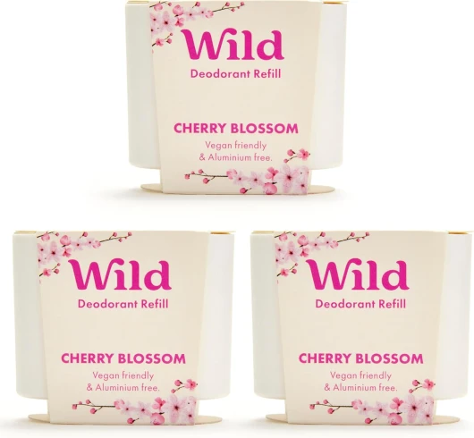 Trio de recharges Cherry Blossom - Sans Aluminium - Déodorant Naturel Rechargeable - Végan & Ecologique - Protection longue durée - Ingredients Naturel - 3 lots de recharges de 40g Cherry Blossom 40 g (Lot de 3)