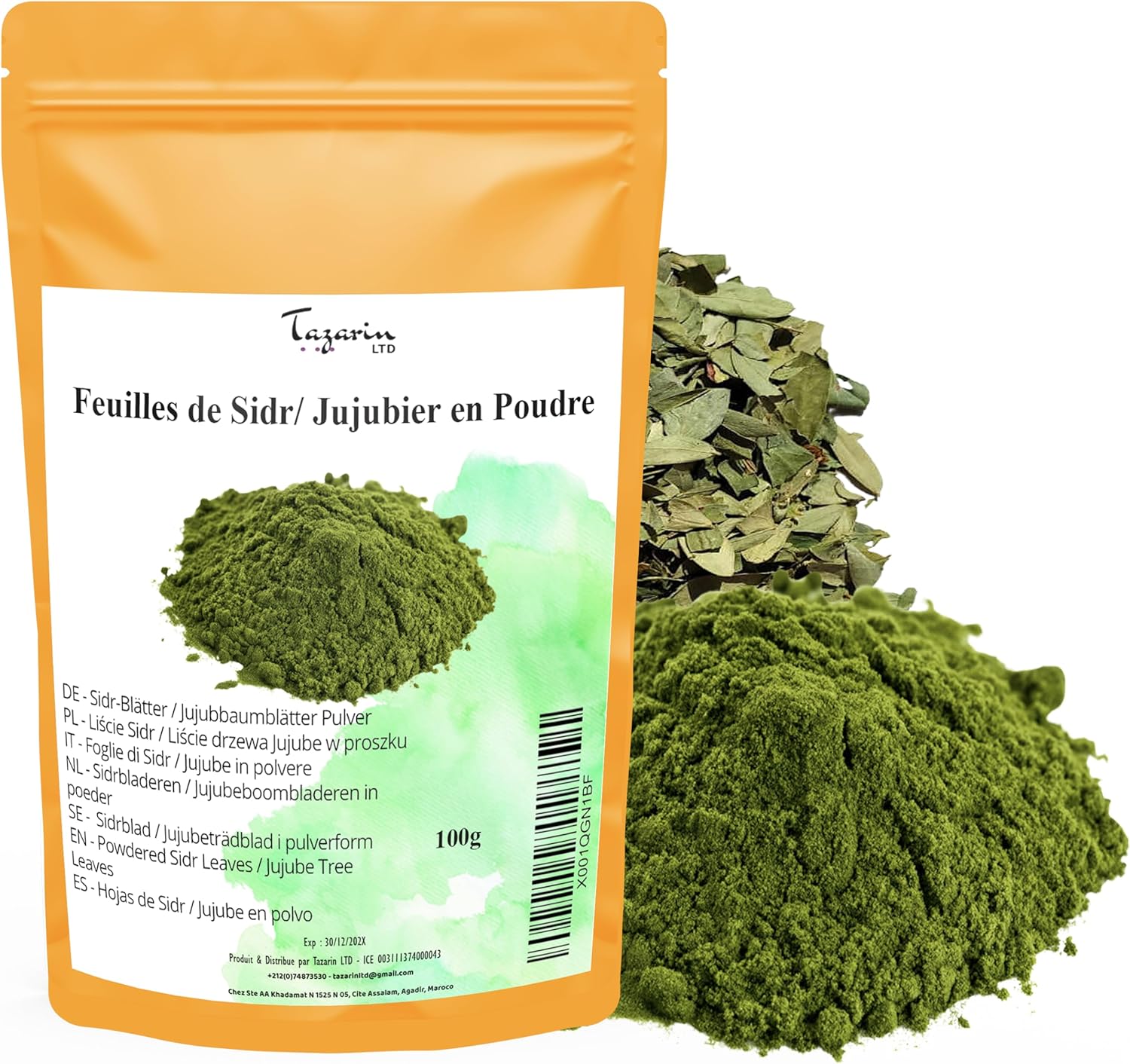 100g Feuilles de Sidr/Jujubier Moulues - Poudre de Jujubier - Arôme & Goût Intense - 100% Naturel, Pur et Sans Additifs