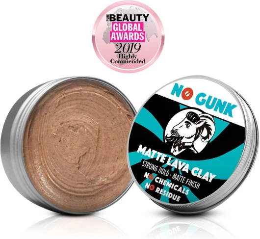 Argile Pâte Cire Coiffante Bio 100% Naturelle pour Cheveux Homme - Tenue Forte - Effet Mat - Matte Lava Clay (Non parfumée, 50g) Sans parfum 50 g (Lot de 1)