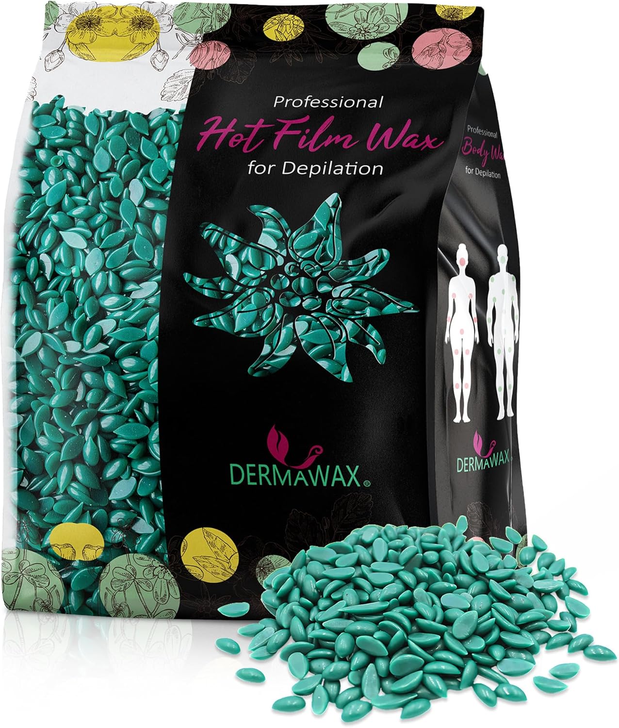 500g Perles de Cire Chaude Black Azulen – Épilation Brésilienne Sans Bandes, Jambes, Visage, Bikini, Zone Intime, Pour Peaux Sensibles (0,5 kg, Black- azulene) Black- azulene 500 g (Lot de 1)