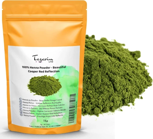 1kg Henné en Poudre, Naturel - Jolie Reflet Roux Cuivré - Coloration Cheveux - 100% Naturel, Pur et Sans Additifs - Poudre Fine