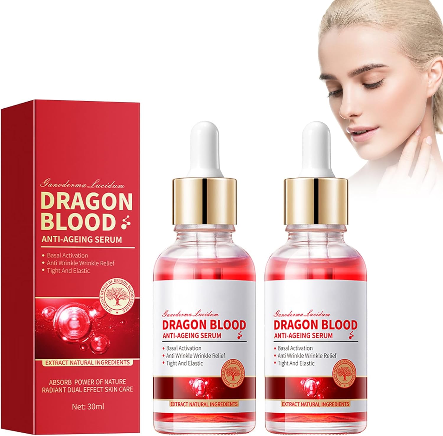 2PC Sérum Anti Rides Dragon Blood,Sérum De Sang De Dragon,Crème De Sang De Dragon Placentaire Rétinol,Ganoderma Dragons Blood Sérum Et Crème,Réduction Des Ride