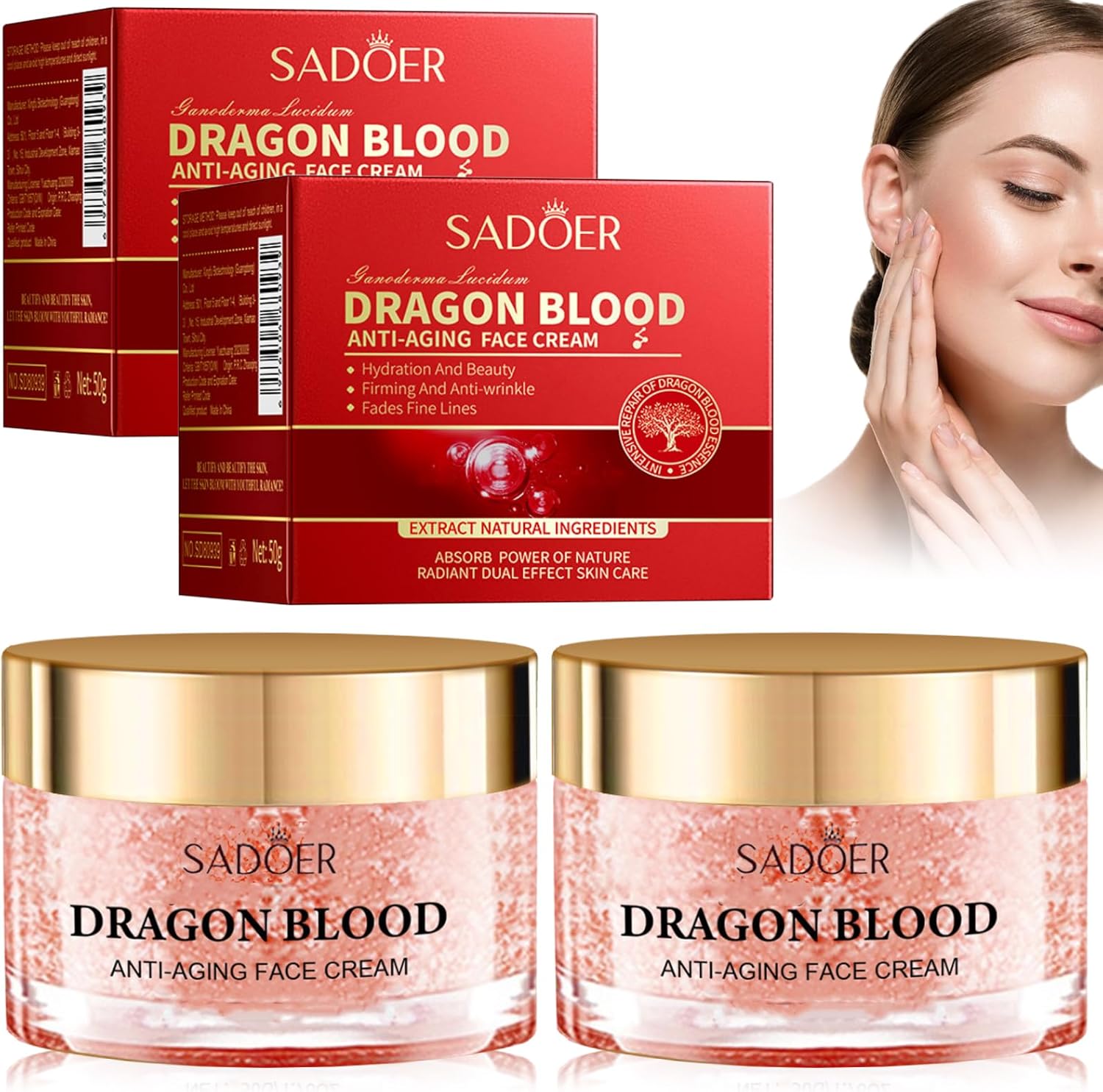 2 Pièces Crème de Sang de Dragon, Retinol Dragon Cream, Crème Anti-Rides pour le Visage, Dragon's Blood Easy Cream, Anti-Rides, Éclaircit le Teint