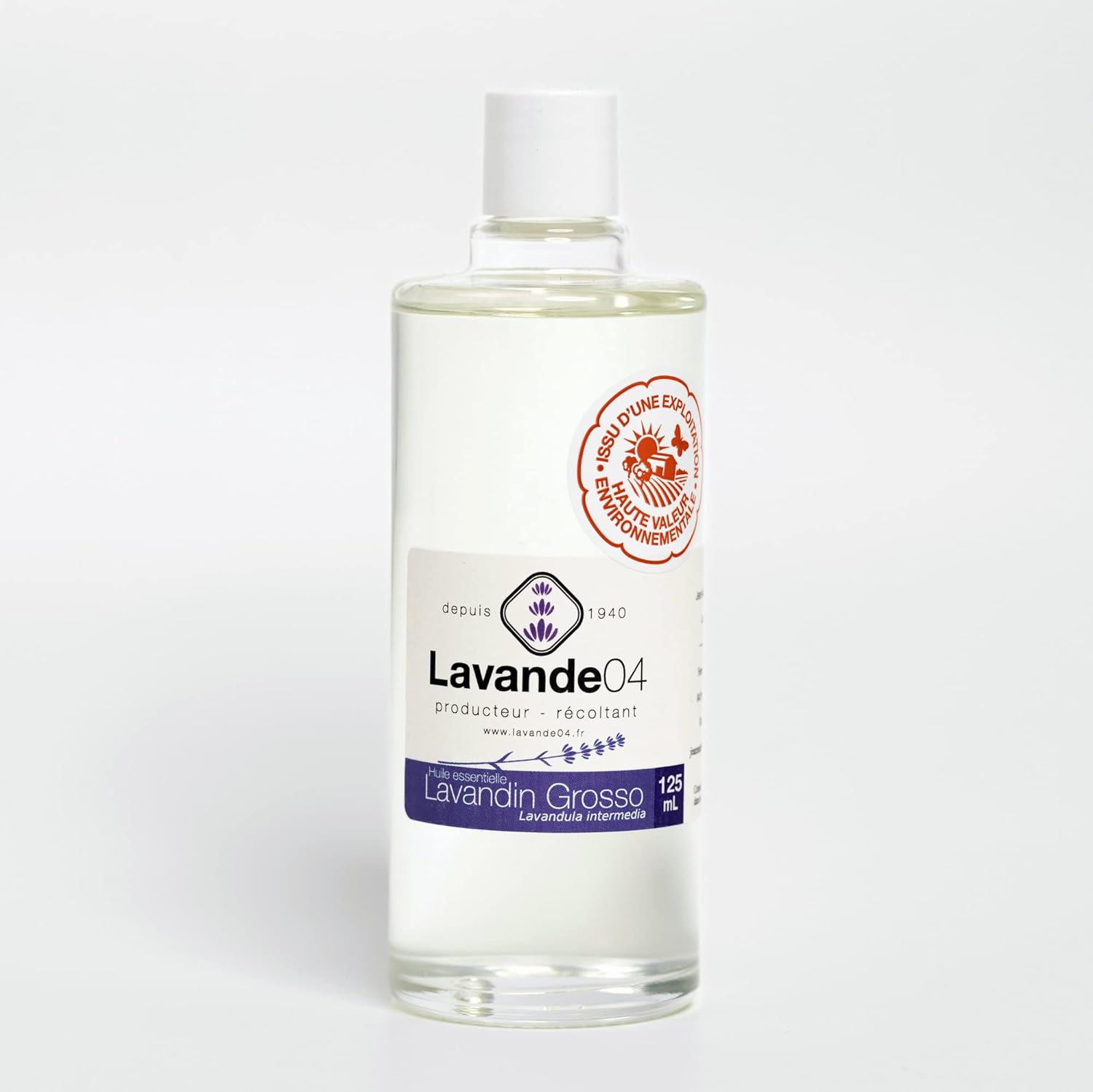 Huile Essentielle Lavandin Grosso 125 mL - Direct producteur - Provence - 100% pure et naturelle, Gros Format Economique - Idéal pour la fabrication de savon, bougie, lessive, apaisant relaxant