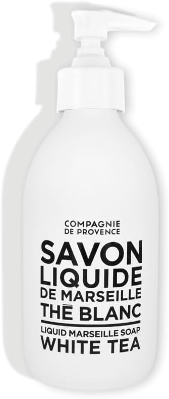 Savon Liquide de Marseille 300ml - Parfum Thé Blanc - Flacon en Verre - Pour Corps et Mains - Made in France Thé Blanc 300ml