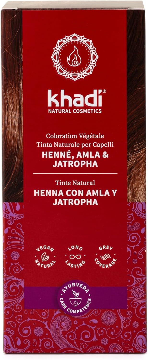 HENNÉ, AMLA & JATROPHA Coloration végétale - Coloration pour cheveux pour un rouge foncé intense et audacieux - Cosmétique naturelle 100 g rouge auburn flamboyant à rouge profond et intense 100 g (Lot de 1)