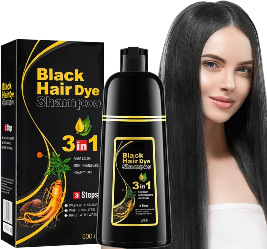 Teinture Cheveux Femme, Shampoing Colorant Noir, Couleur Cheveux Noir, Coloration Des Cheveux En Quelques Minutes Teinture Naturelle Et Durable, Shampooing Colorant Pour Hommes Femmes