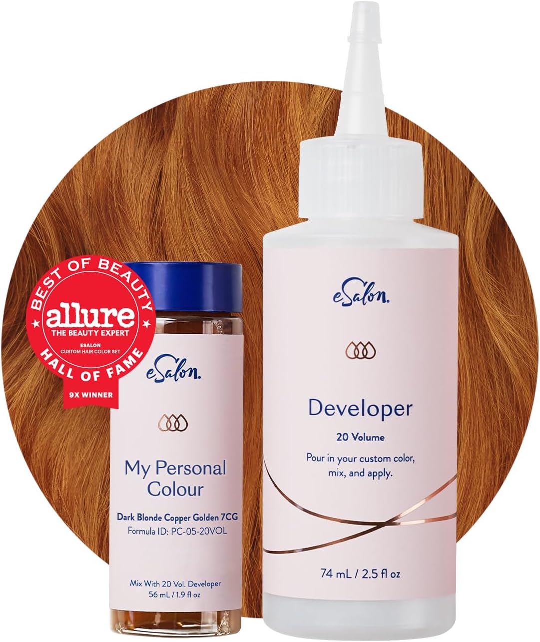 ESalon Coloration Permanente - Sans Ammoniaque Sans PPD - Couvre 100% des cheveux blancs - Résultat Professionnel Blond Foncé Cuivré Doré 7CG