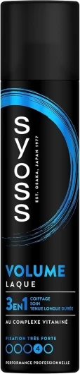 SYOSS, Laque Volume, 3en1, Coiffage, Soin, Tenue longue durée, Formule au complexe vitaminé, Provitamine B5, Niacinamide, Fixation très forte, Performance Professionnelle, 300ml