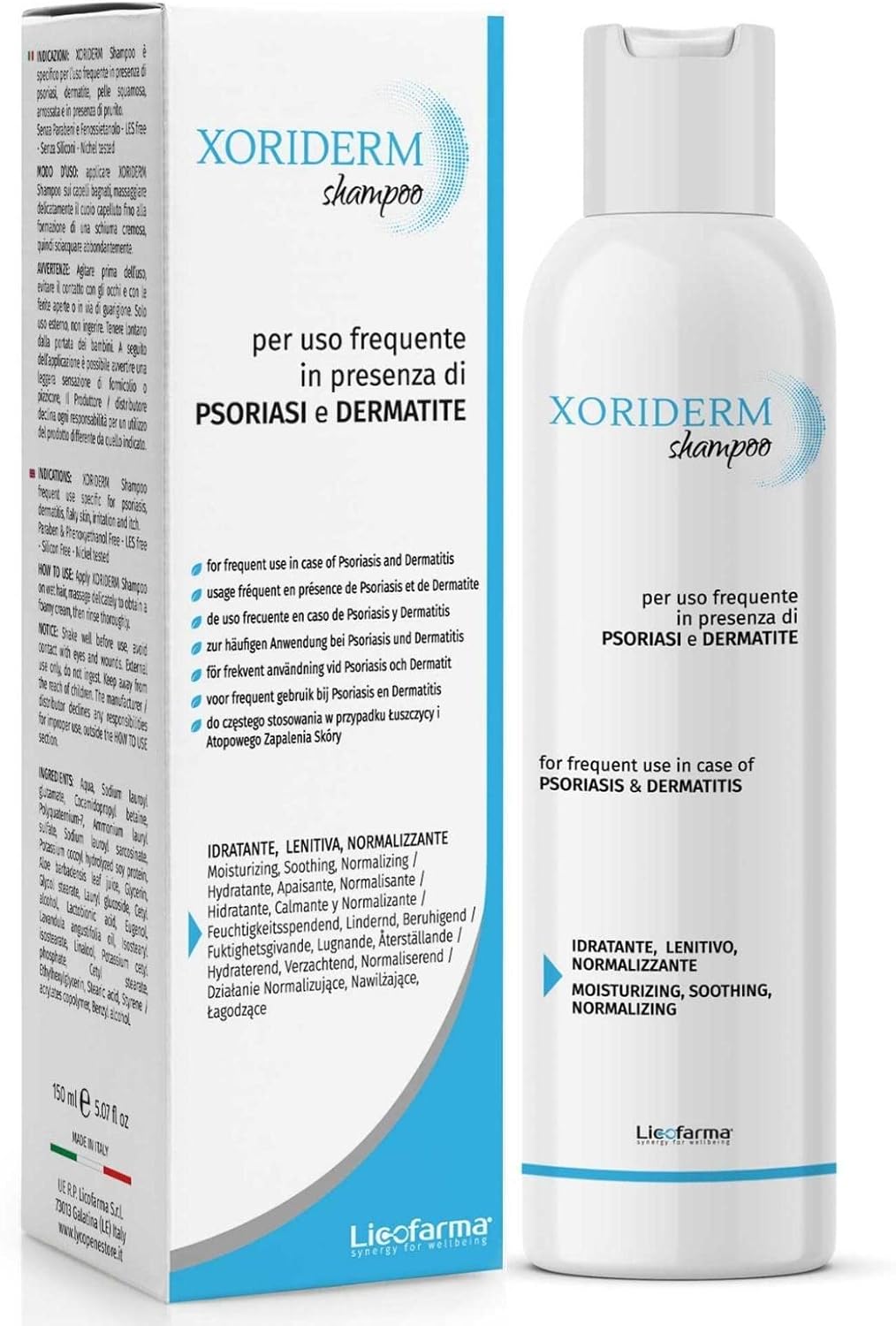 Xoriderm Shampoo délicat et utile en cas de psoriasis et de dermatite du cuir chevelu, et en cas de démangeaisons et de rougeurs de ce dernier