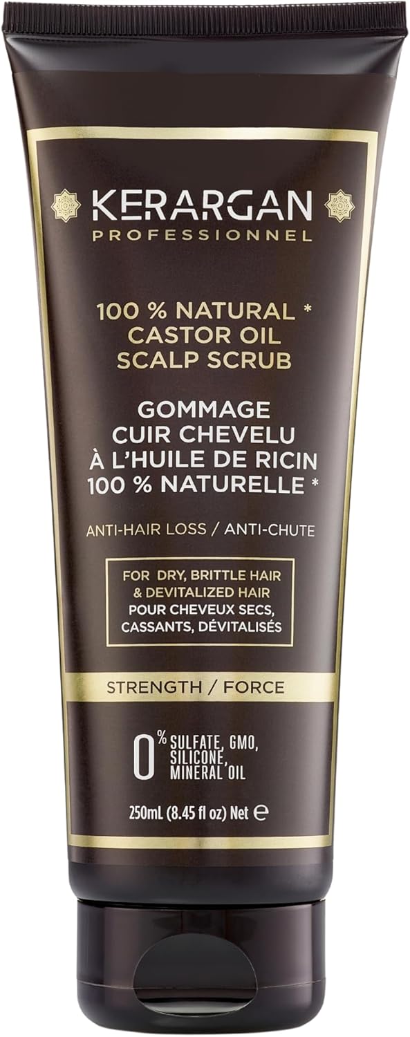 Gommage Capillaire Anti-Chute à l'Huile de Ricin - Pour un Cuir Chevelu Sain et des Cheveux Revitalisés - Enrichi en Huile d'Amande Douce et Aloe Vera - Sans sulfate, OGM, silicone - 250ml