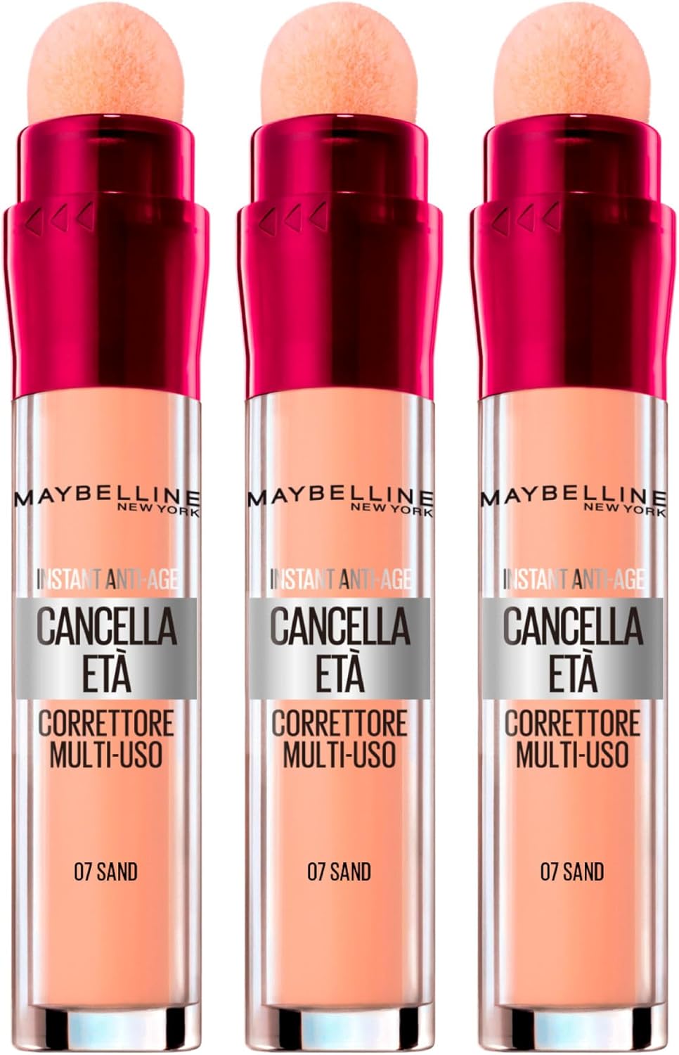 3x Maybelline New York L'Age Anti-cernes Liquide Multifonction Couleur 07 Sable - 3 Correcteurs 1 unité (Lot de 3) 3 x Couleur 07 Sand