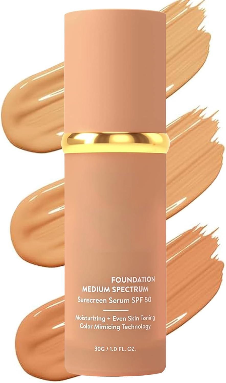Fond de teint liquide 4 en 1, Hydratant Couvrance Totale Anti-cernes, Fond de Teint Changeant Couleur, Base Correctrice Couleur Avec SPF 50+, Anti-cernes Hydratant, Imperméable, Longue Tenue
