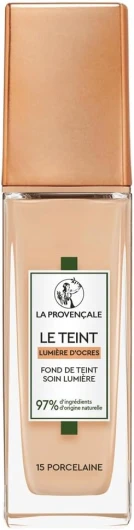 Le Fond de Teint Soin Lumière - 97% d'ingrédients d'origine naturelle - Couvrance Moyenne - Tous Types de Peaux - À l'Huile d'Olive Bio AOP Provence - Teinte : 15 Porcelaine - 30 ml 15 PORCELAINE FR