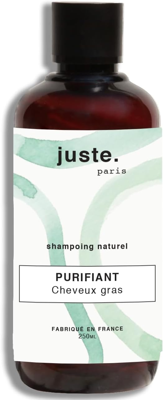 N°1 Shampoing cheveux gras naturel 250 ml - Purifiant - Régule l’excès de sébum - Hydratation sans graisser – Sans sulfate - Fabriqué en France Shampoing purifiant