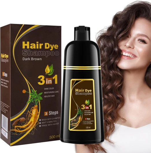 Shampoing Colorant Brun, Shampoing Cheveux Colorés, Coloration des Cheveux en Quelques Minutes Teinture Naturelle et Durable, Teinture Cheveux Femme/Homme