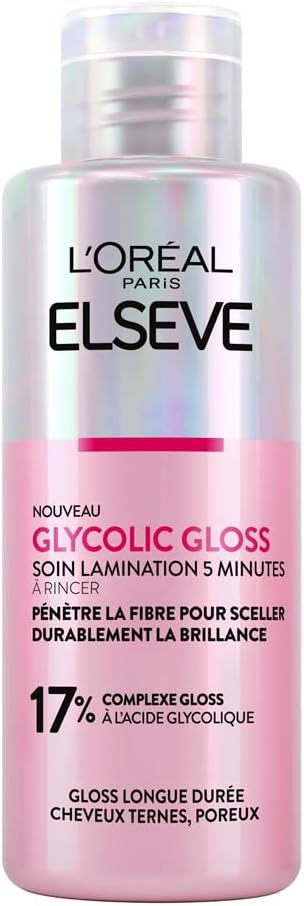 L'Oréal Paris - Soin Lamination 5 minutes - Masque Capillaire pour Cheveux Ternes - En Manque de Brillance - Acide Glycolique - Protocole de Soin Capillaire - Elseve Glycolic Gloss - 200 ml