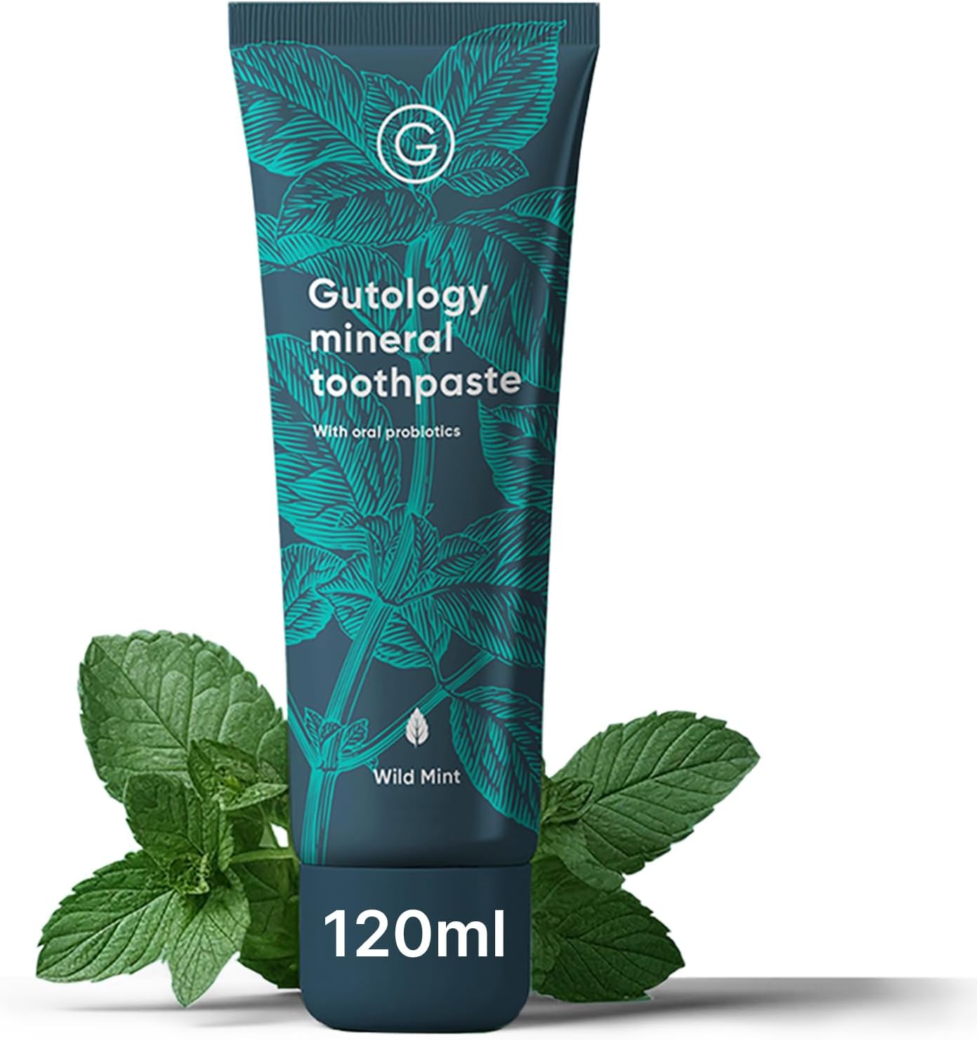 Gutology Dentifrice probiotique naturel, 120 ml, sans fluor, à l'hydroxyapatite, reminéralisant, pour adultes et enfants, aide les dents sensibles et blanchit, goût menthe sauvage