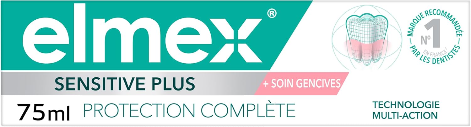 Dentifrice elmex® Sensitive Plus Protection Complète 75ml -Aide à protèger contre les dents sensibles et l'irritation des gencives-reminéralise l'émail- anti-tartre ELMEX DENTIFRICE SENSITIVE PROTECTION COMPLETE 75ML