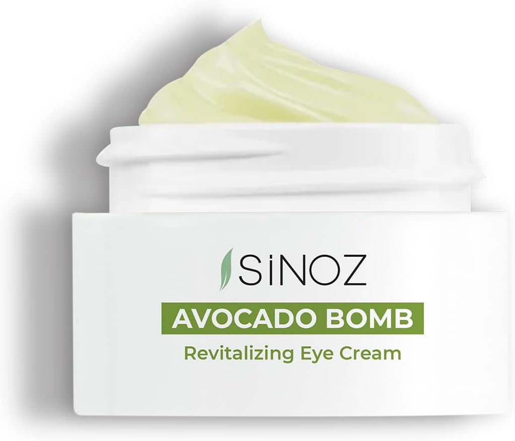 Sinoz Avocado Bomb Crème Contour des Yeux 15 ml – Avocat, Caféine liposomale & Peptides Matrixyl 3000 – Anti-cernes, Anti-poches, Hydratante & Lissante – 15 ml