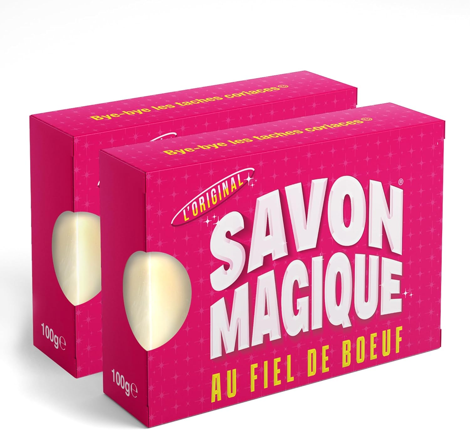 SAVON MAGIQUE au Fiel de Boeuf - Le Détachant Textile Surpuissant Naturel - Le Vrai, l'Original ! - Pack de 2 x 100 g - Bye-bye les taches coriaces !