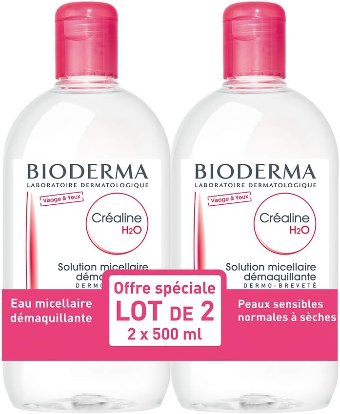 CRÉALINE H2O - lot de 2 x 500ml - Nettoie et purifie en profondeur – Apaise - Peaux sensibles à intolérantes