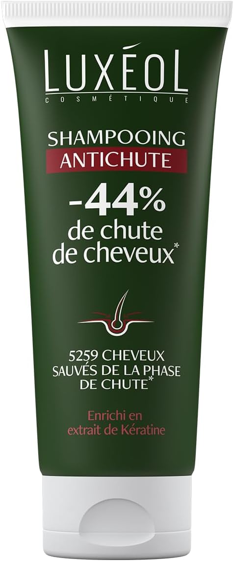 LUXÉOL - Shampooing Antichute - Volume & Brillance - Diminue La Chute De Cheveux - Soin Cheveux Enrichi En Extrait De Kératine - Fabriqué en Europe - 200ml Shampoing