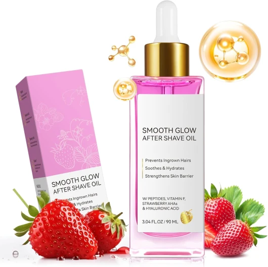Huile Après Rasage Pour La Peau Lisse Pour Les Femmes, Lotions Après Rasage Lisses - Fraise Apaisante Et Hydratante, Prévenir Les Cheveux Enrobés Et La Sécheresse, Peau Douce Sans Irritation - 90ML
