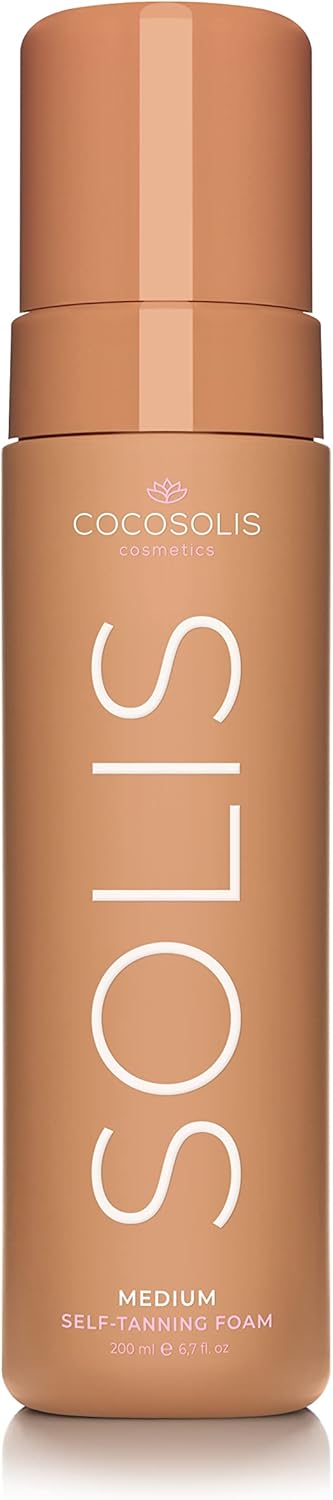 SOLIS Medium autobronzant foncée visage et corps, mousse pour un bronzage riche, naturel et longue durée, au DHA végétal (200 ml)