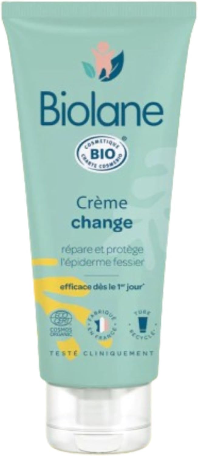 Creme de change Certifié BIO - Soulage et Répare - Irritations et rougeurs du siège - Bébé - Ingrédients d'origine naturelle - Fabriqué en France 100 ml (Lot de 1)