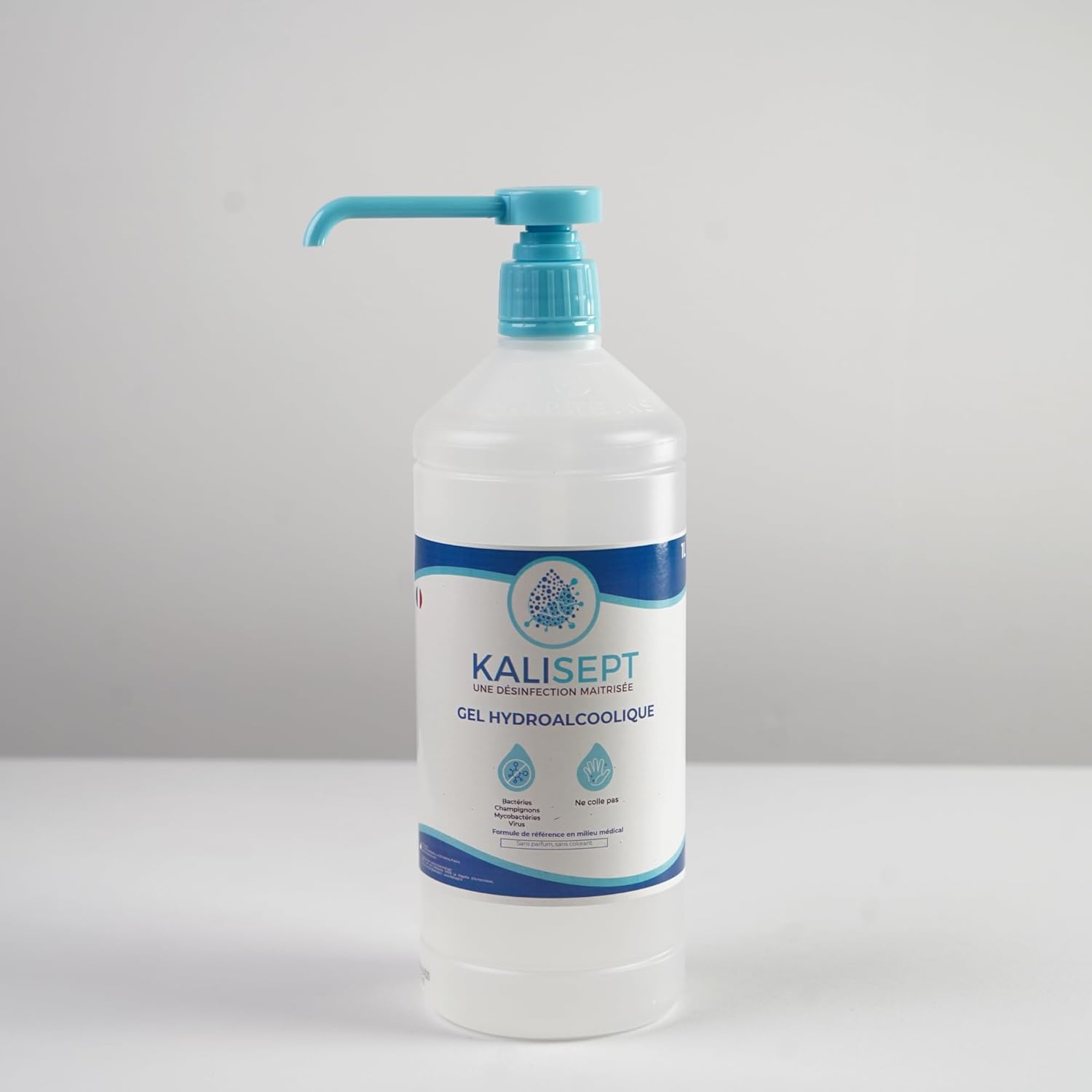 Gel Hydroalcoolique Bactéricide Fongicide Virucide - Alcool végétal - 1L Gel Désinfectant, Ne Colle Pas 1 l (Lot de 1)