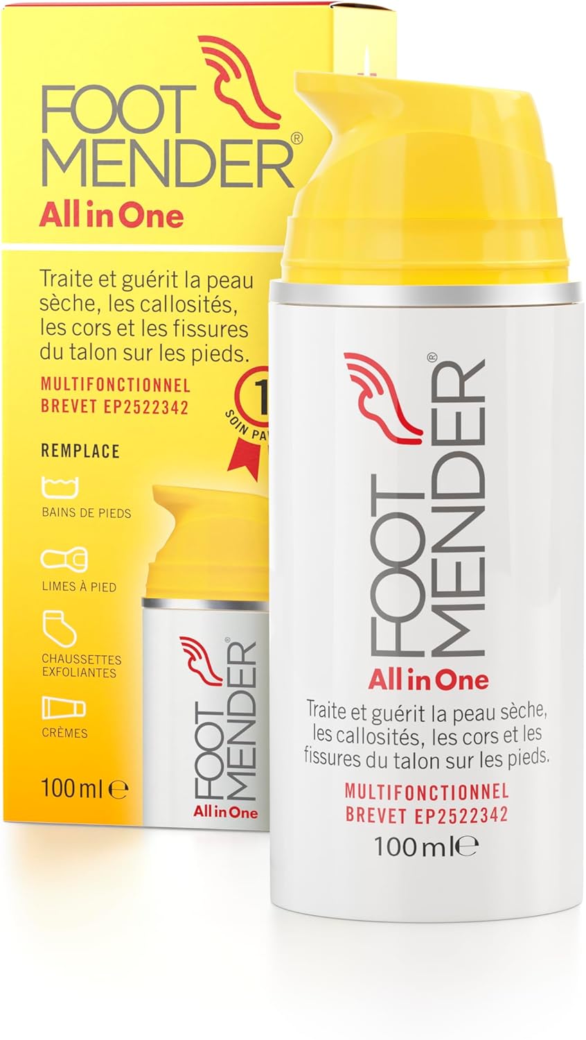 All in One - Traite et guérit les pieds secs, la peau dure (callosités), les cors et les talons fissurés (fissures du talon) - Effet significatif après le premier traitement - 100 ml FR Label