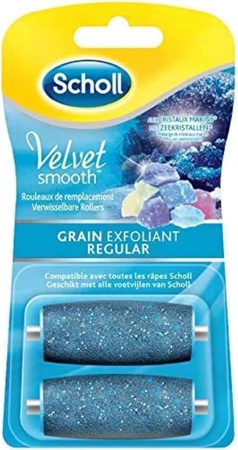Rouleaux de Remplacement Velvet Smooth - Grain Exfoliant aux Cristaux Marins - Recharge pour Râpe Pieds - A Changer Tous les 3 Mois pour des Résultats Optimaux - x2