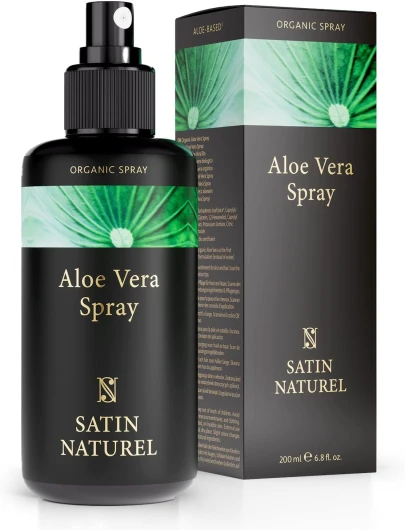 Satin Naturel Brumisateur Visage Aloe Vera Bio 200ml – Spray Hydratant & Apaisant pour Peau Sensible – Spray Visage, Cheveux & Corps – Après-Soleil Vegan Naturel