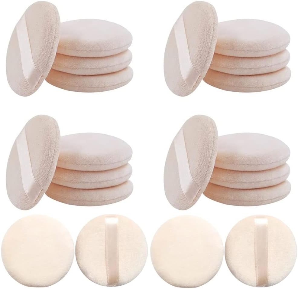20PCS Houppettes Rondes, Houppette Visage, Houppette en Coton, Ronde Cosmétique Houppette, Éponge Douce Cosmétique Houppette, houppette Douce pour le Visage, Houppette Lavable pour le Visage Doux