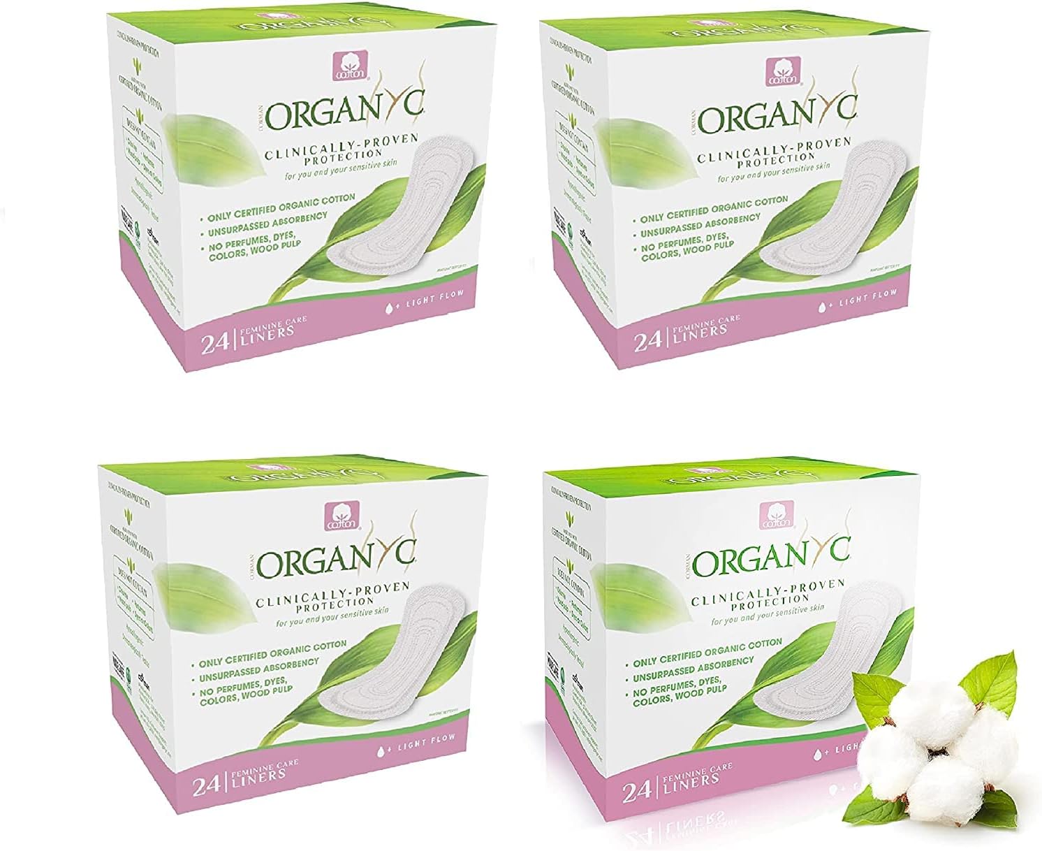 Protège Slips Pocket 100% Coton Bio Ultra Doux Peaux Sensibles 4 paquets de 24 unités (soit 96 unités au total) 24 Unité (Lot de 4)