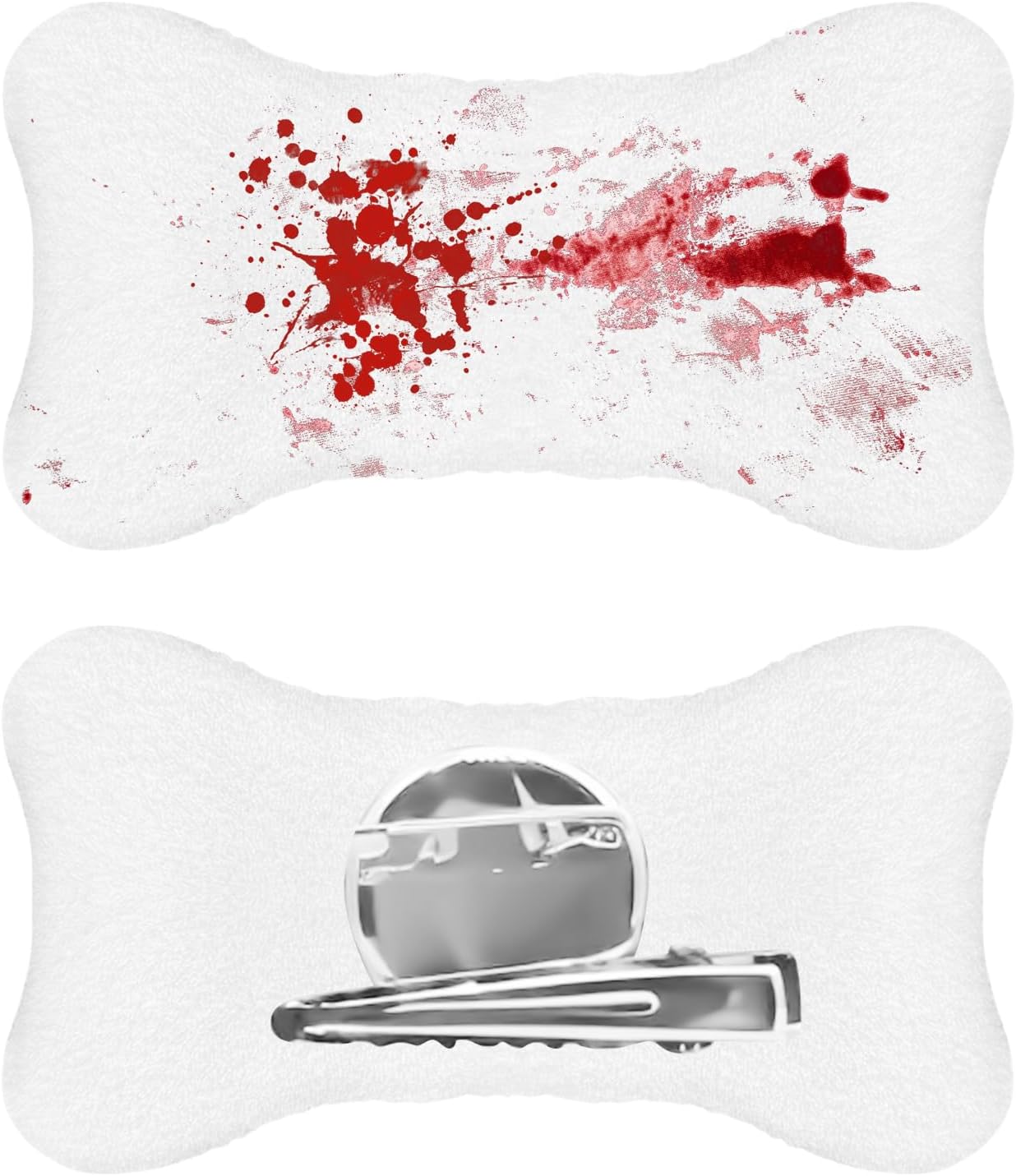 Lot de 2 barrettes à cheveux en os à double usage, épingles à cheveux en peluche pour Halloween, accessoires décoratifs pour cheveux, barrettes artificielles pour femmes, couleur sanguine de 2pcs