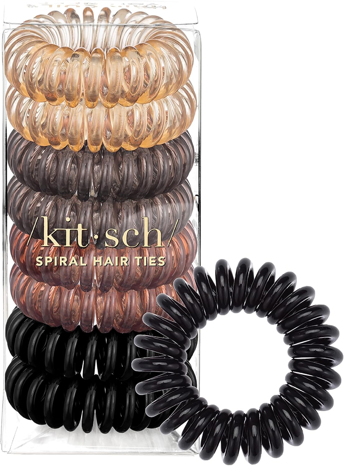 Lot de 8 élastiques à cheveux en spirale - Imperméables - Sans dommages - En plastique - Pour adolescentes - Spirales élégantes et élastiques à cheveux en spirale pour filles - Marron Brun