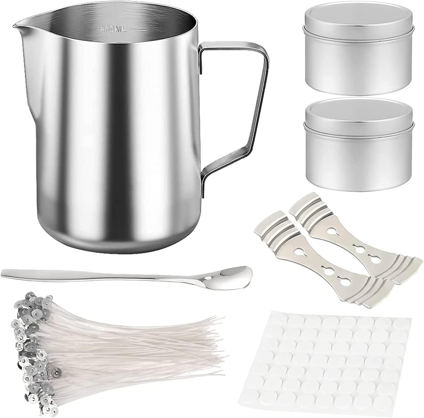 Kit de Fabrication de Bougies, Inclus Pot de Fusion, Boîte à, Mèches, Bougie Autocollants, Porte pour la Fabrication de Bougies des Débutants à Avancés Coffret d'allumettes