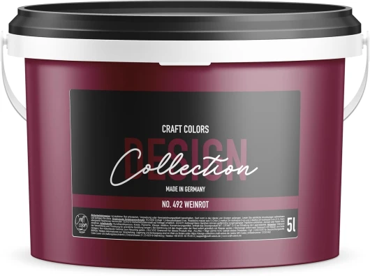 ® Peinture murale de qualité supérieure - 5 l - Finition mate - Fabriquée en Allemagne - Collection Design n° 492 - Bordeaux