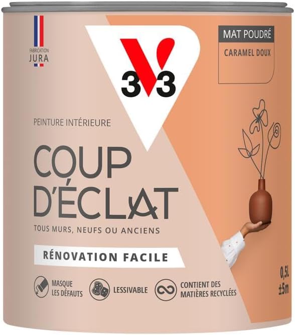 Peinture murale intérieure Coup d'Éclat® Caramel doux Mat Poudré 0,5L Caramel Doux 500 ml (Lot de 1)